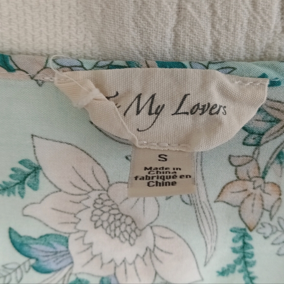 To My Lovers Teal Boho Western Blouse Turquoise Paisley Flowy Hippie Lace Up SM - Picture 6 of 8